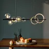 Chandeliers Restaurant Lamp Nordic Modern Minimalist Table Creative Personality Chandelier Bar Magic Bean Glass Bubble