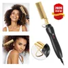 Curling Irons 2 in 1 Comb Straightener Electric Hair Curler Wet Dry Use Flat Heating For 221203