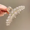 Elegant Wave Rhinestones Pearl Hair Claw Hairpins Women Fashion Ponytail Clips Hair Clip For Girl Ornament Gifts