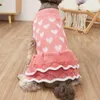 Ropa para perros mascota suéter de invierno falda corazón estampado cálido perros de punto vestido ropa para pequeño cachorro gato jersey traje