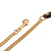 Dog Collars 10MM Luxury Gold Chain Pet Leashes Supplies Leather Handle Portable Puppy Cat Leash Rope Straps For Medium Large Dogs