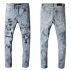 Mäns jeans 2022 Designer Mens Jeans Hip-Hop Fashion Zipper Hole Wash Jean Pants Retro rivna Fold Stitching Men Design Motorcykel Ridning Cool Slim Pantoapi