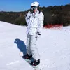 スキージャケットは暖かいスキースーツの男性女性女性冬の防風防水手袋スノーボードジャケットパンツセット男性プラスサイズ3XL 221203