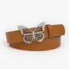 女性用ベルトデザイナー高品質の蝶ラインストーンバックルジーンズベルトメスピンクウエストバンドPUレザーストラップ