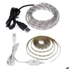 LED -strips USB LED -stripverlichting 1m 2m 4m 5m Waterdichte Dimable Licht Strips SMD2835 Kool Wit Warm Flexibele druppel Afgifte Verlichting OTO0K