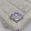 Cluster Rings Ladies 925 Sterling Silver Amethyst Gemstone Purple Heart Shape Ting for Women Fine Jewelry