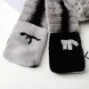 2pcs fasion womens designer scarves with thick rabbit fur wool earmuffs rex rabbit fur warm doublesided scarf