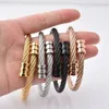 4Pcs Fashion steel wire Bangle bracelet male hip-hop punk opening elastic jewelry