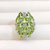 Pierścienie klastrowe Naturalne zielone zielone perydot luksusowy duży pierścień 925 srebro srebro 0,6ct 12pcs kamień szlachetny dla mężczyzn lub kobiet biżuteria x219252
