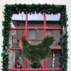 장식용 꽃 크리스마스 화환 30cm 정문 인공 소나무 가지 녹색 잎 화환 화환 재사용 마일링 장식