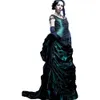Vintage victorien agitation robes soirée porter vert émeraude encolure dégagée corset froncé plis historique robe de bal mascarade robe de bal