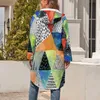 Women's Trench Coats Doodled Geometry Colorful Print Aesthetic Casual Winter Coat Women Outerwear Loose Windbreaker Graphic Clothing