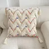 Pillow Boho Cover Linen Cotton Geometric Abstract Print Tufted Pillowcase Home Decorative Sofa Tassel Ethnic Throw Case