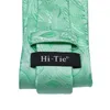 Papillon di seta per uomo cravatta verde menta collo paisley jacquard tasca quadrata set cravatta da sposa solido floreale da festa SN-3245