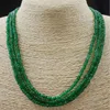 Schöne 3 Reihen facettiert 2x4mm grüner Emerald Rondelle Edelstein Perlen Halskette 17-19 ''