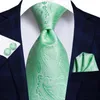 Bow Ties Silk For Men Mint Green Neck Tie Paisley Jacquard Pocket Square Set Party Floral Solid Wedding Necktie SN-3245