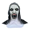 Маски для вечеринок The Horror Scary Nun Latex Mask WHeadscarf Valak Cosplay for Halloween Costume Маски для лица с головным убором 221203