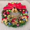 Flores decorativas Wreath Christmas With Lights 30cm Spruce Jingle Bells Decoração de porta de inverno Festival Ferry Outdoor