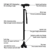 Trekking Poles Non-slip Walking Sticks For The Elderly Retractable Aluminum Alloy Multifunctional Cane With Led Light Old Men Crutch 221203