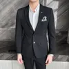 Mens Suits Blazers Jacket Pants Fashion Pure Color Leisure Gray Blue Black Slim Fit Men Business Banket Suit Set Plus Size 3XL 4XL 221202