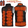 Gilets Tactiques 9 Places Chauffantes Hommes Femmes Usb Veste Chauffage Thermique Vêtements Chasse Hiver Noir 221203