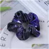 Hair Rubber Bands Fashion Veet Round Stary Sky Scrunchies Elastic Hair Bands Gum For Women Girls Rubber Band Ring Accessoreis Headwe Dhp7G