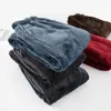 Men's Sleepwear Chic Men Winter Pants Solid Color Drawstring Homewear Straight Trousers