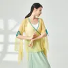 Stage Wear Adult Elegant Chiffon Semi Transparent Belly Dance Cardigan Blouse Cross Side Tie Top For Women Dancing Clothes Dancer Clothing