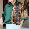 Camicie casual da uomo Hop Streetwear Hip Fashion Stage Show Camicia da sera da uomo Manica corta Leopard Splice Match Bag Allentato 2022 Uomo