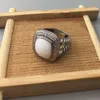 Vintage 925 Sterling zilveren ringen voor vrouwen Fijn Jeemery 11mm Wit Agate Ring Verjaardagsfeestje Gift