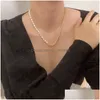 Chokers Natural Freshwater Irregar Pearls Stitching Golden Twist Chain Choker Halsband f￶r kvinnor Fashion Jewelry Drop Delivery Neck Dh2cy