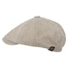 Berets Men's Flat Top Hat Ivy Gatsby Driving Cap Autumn Winter Fashion Sboy Octagonal Hats For Men Caps