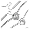 Pendant Necklaces Hip Hop Heart Shaped Gem Pendant M Micro Set Zircon Necklace For Men Women Jewelry Drop Delivery Necklaces Pendants Dhlc3