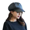 Boinas artista de moda de qualidade pu women boina chapéu para boné feminina cúpula casual bare chapeu feminino boina feminina