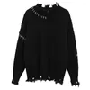 Damestruien Qweek Gothic Harajuku Zwarte pullover Oversize Women Mall Goth Tops Streetwear Korean Fashion 2022 Autumn Knitwear