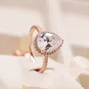 Roségold-Tropfen-Halo-Ring aus echtem Sterlingsilber mit Originalverpackung für Pandora Big CZ-Diamant-Hochzeitsschmuck, Designer-Ringe für Frauen und Mädchen. Fabrikgroßhandel
