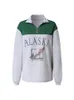 Veste Femme Sweat Surdimensionné Lettre Alaska Mode Vintage POLO Col Pulls Décontractés Manches Longues Hiver Chaud Polaire Coton 221201