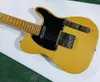 6 Strings Light Yellow Electric Guitar with Yellow Maple Fretboard Black Pickguard Customizable