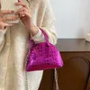 イブニングバッグ2022豪華な女性の光沢のあるワニのプリントレザートートバッグパーティーデザイナー用グリーンチェーンショルダークロスボディハンドバッグと財布