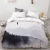 Bedding sets Nature Landscape Duvet Cover King Queen Size 3D Natural Ink Painting Mountain Set Forest River Polyester Quilt 221206