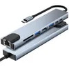 Station d'accueil HUB USB C vers HDMI, adaptateur 4K VGA Rj45 Thunderbolt 3, Hub 3.0 TF, lecteur SD PD AUX pour PC