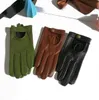 Gants sans doigts en cuir naturel pour femmes, rivets de Style Punk, en cuir véritable ajouré, gants de conduite de moto rouge vert R749 221203