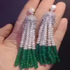 Boucles d'oreilles en eau douce blanche zircon verte d'agate ronde 3-4 mm en gros perles