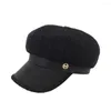 Berets Good-looking Painter Cap Peaked Casual Girls Paperboy Cabbie Hat Faux Leather Splicing Comfortable Visor Beret For Daily