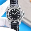 Heren Watch Diamant Bezel Automatische beweging Waterdichte 40mm lederen band Mode polshorloges Zakelijke polshorloge meerdere kleuren