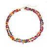 Choker 2022 Unique Handmade Colorful Stones Necklace Set For Women Bohemia Acrylic Gravel Chokers Earring Wedding Jewelry Gift