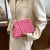 Evening Bags Women Designer PU Leather Shell Clip Shaped Ferry Clutch Shoulder With Chain Luxury Handbag Purple Messenger