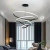 Kroonluchter moderne hanglamp LED -ringen cirkel plafond opgehangen zwarte loft woonkamer eetkamer keuken indoor verlichting armatuur 221203