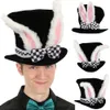 Party Hats Kids With Checkered Bowknot Easter Rabbit Funny Hat Costume Performance Plush Topper Bunny Ears Gift Cute Velvet 221203