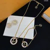 Luxury Diamond Loop Necklaces Womens Designer Jewelry Sets Gold Love Bracelets Fashion V Letters Earrings 925 Silver Bangle With Box Top